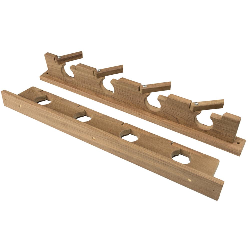 Whitecap Teak Lock-In Four-Rod Storage Rack - Boat Gear USA