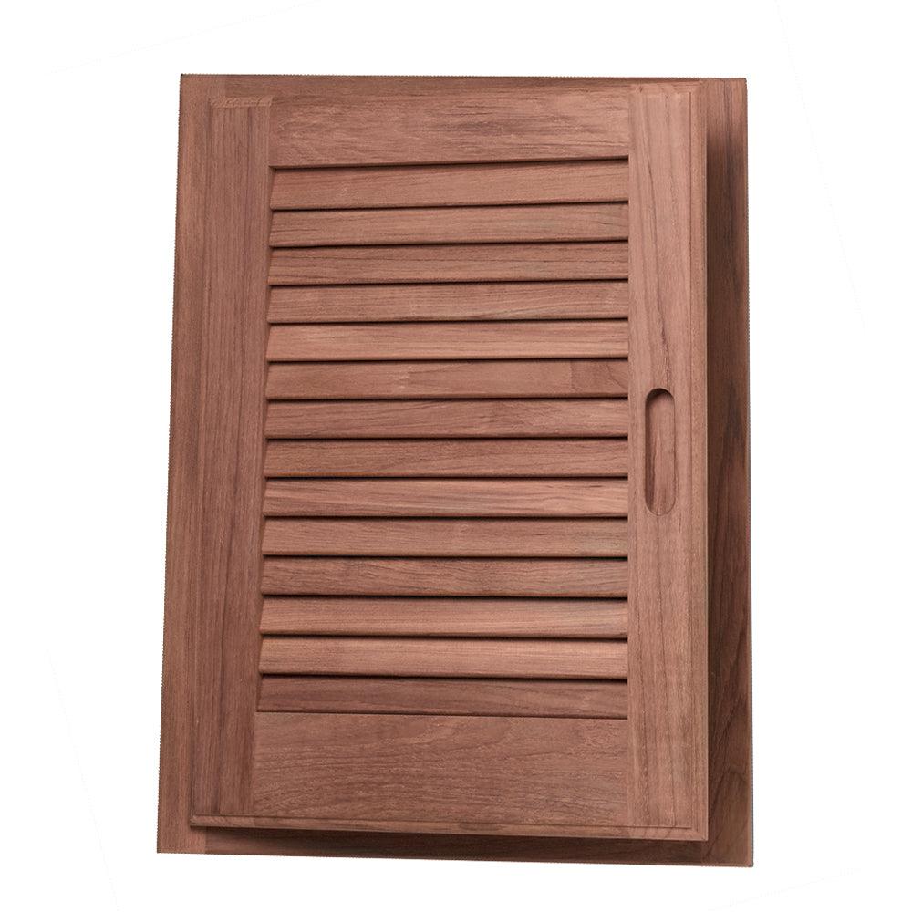 Whitecap Teak Louvered Door & Frame - Left Hand - 15" x 20" - Boat Gear USA