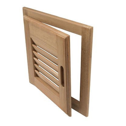 Whitecap Teak Louvered Door & Frame - Right Hand - 12" x 12" - Boat Gear USA