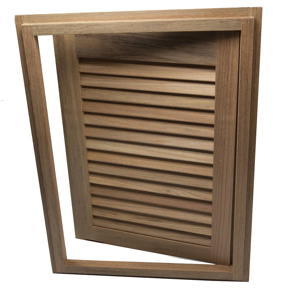 Whitecap Teak Louvered Door & Frame - Right Hand - 15" x 20" - Boat Gear USA