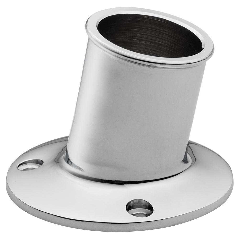 Whitecap Top-Mounted Flag Pole Socket - CP/Brass - 1-1/4" ID - Boat Gear USA